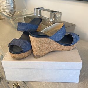Jimmy Choo Parker Denim Wedge. Size 39. Worn for an hour!!